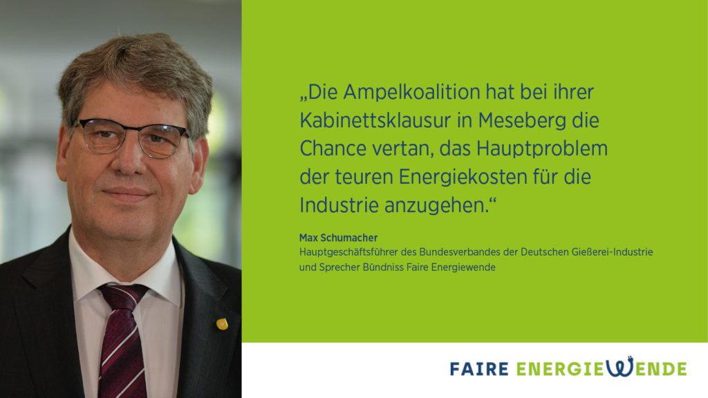 Max Schumacher, Sprecher des Branchenbündnisses und Hauptgeschäftsführer des Bundesverbandes der Deutschen Gießerei-Industrie